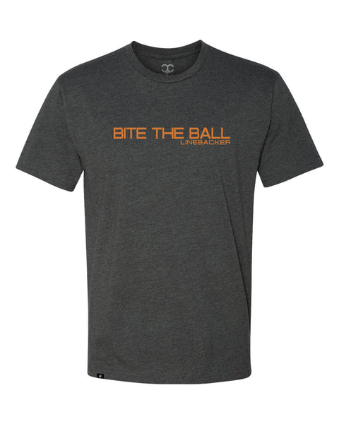 American Football Linebacker Bite The Ball T-Shirt - Sports Specific Tshirts, LLC